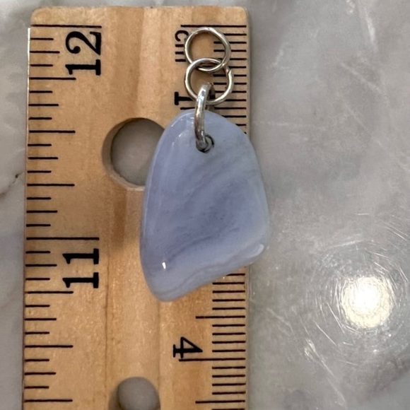 Genuine Blue Lace Agate Gemstone Pendant 925 Sterling Silver Handmade - Picture 5 of 12
